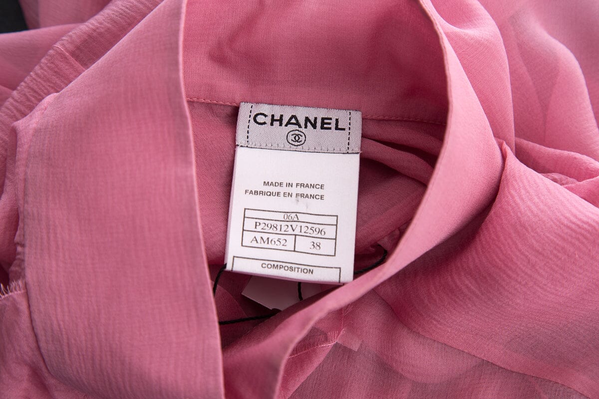 Chanel 2006 Pink Silk Ruffle Tank SZ 38