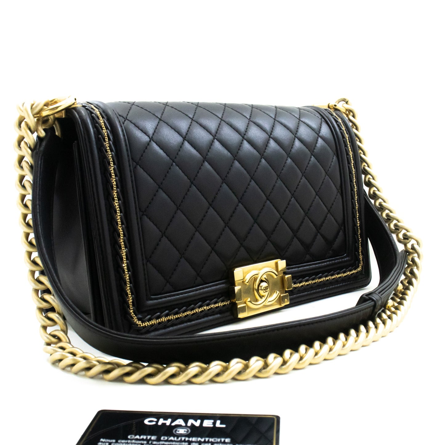 Chanel Boy Black Leather Shoulder Bag ()
