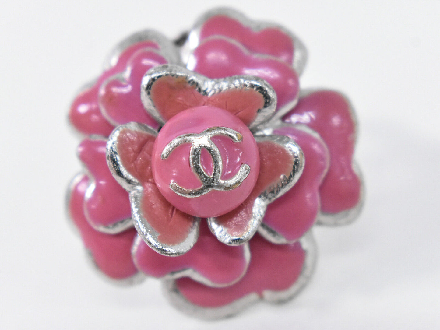 Chanel Camellia Silver Metal Earring Jewelry ()