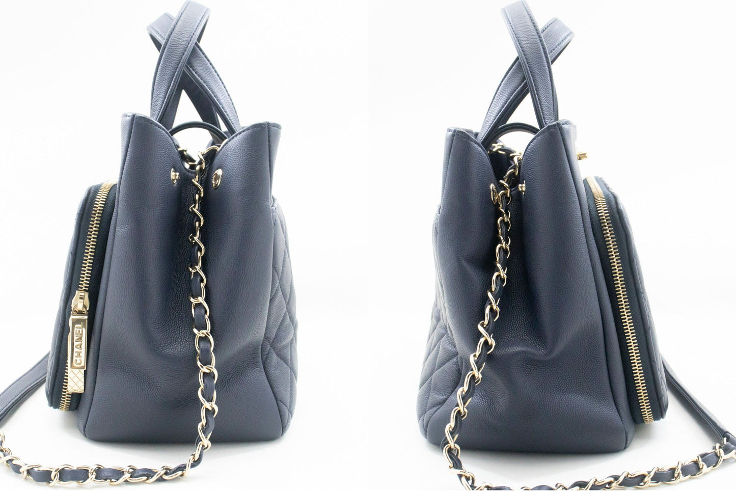 Chanel Business Affinity Navy Leather Shoulder Bag ()