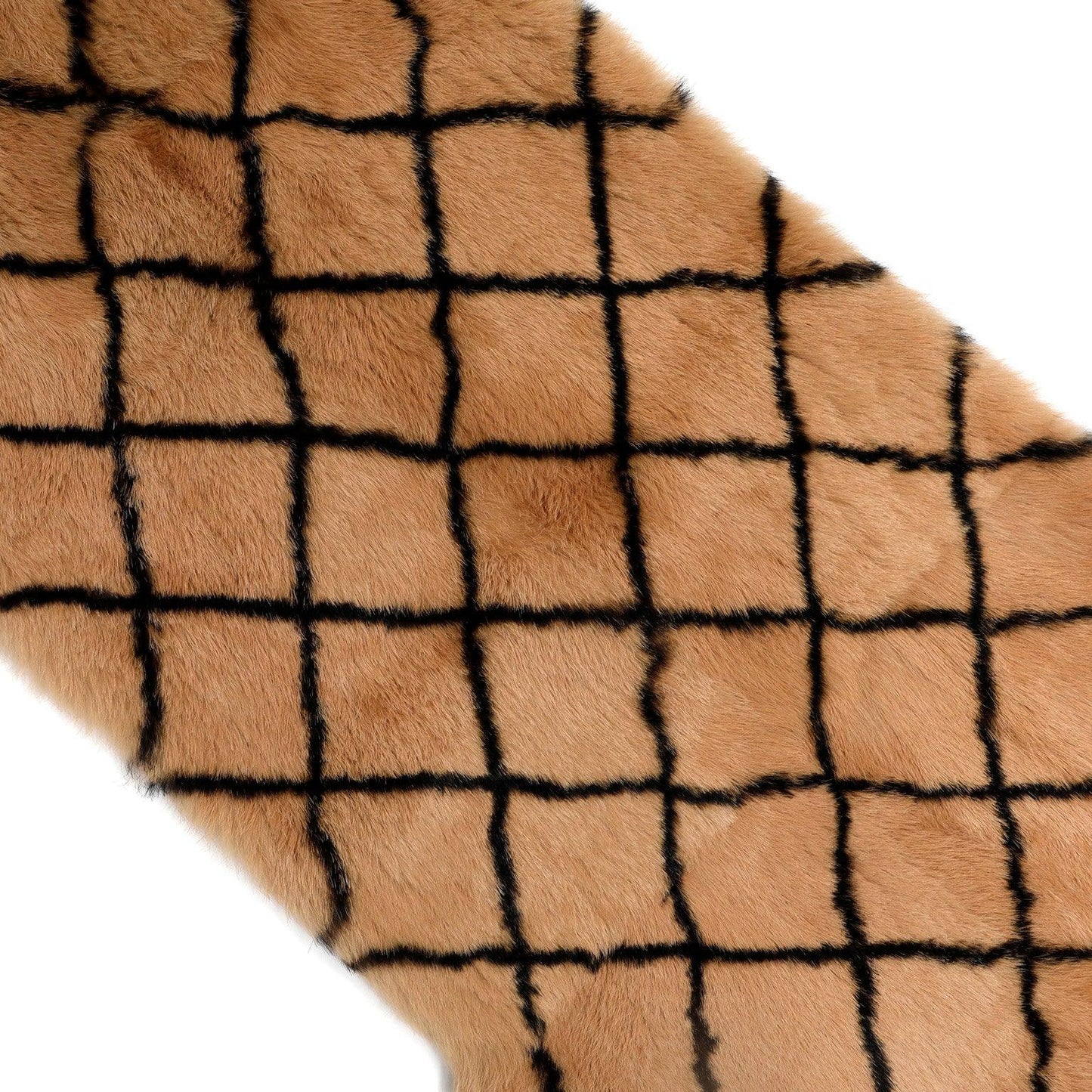 Chanel Beige Black Diamond Pattern Mink Scarf