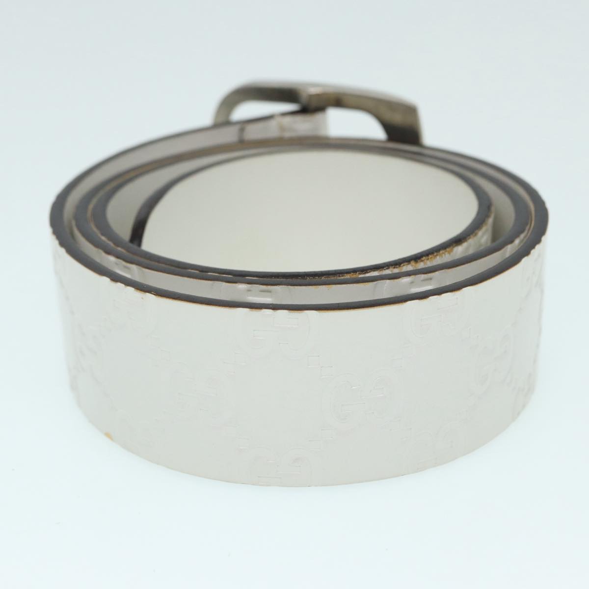 Gucci Micro Guccissima White Leather Belt ()