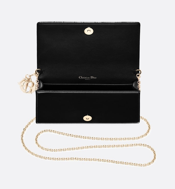 Lady Dior Pouch • Black Cannage Patent Calfskin