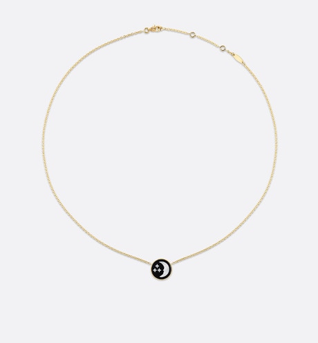 Rose Céleste Necklace • Yellow and White Gold, Diamond, Onyx and Mother-of-pearl