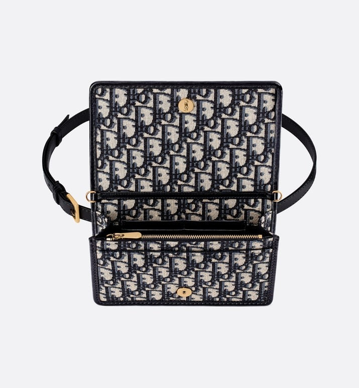 30 Montaigne 2-in-1 pouch • Blue Dior Oblique Jacquard