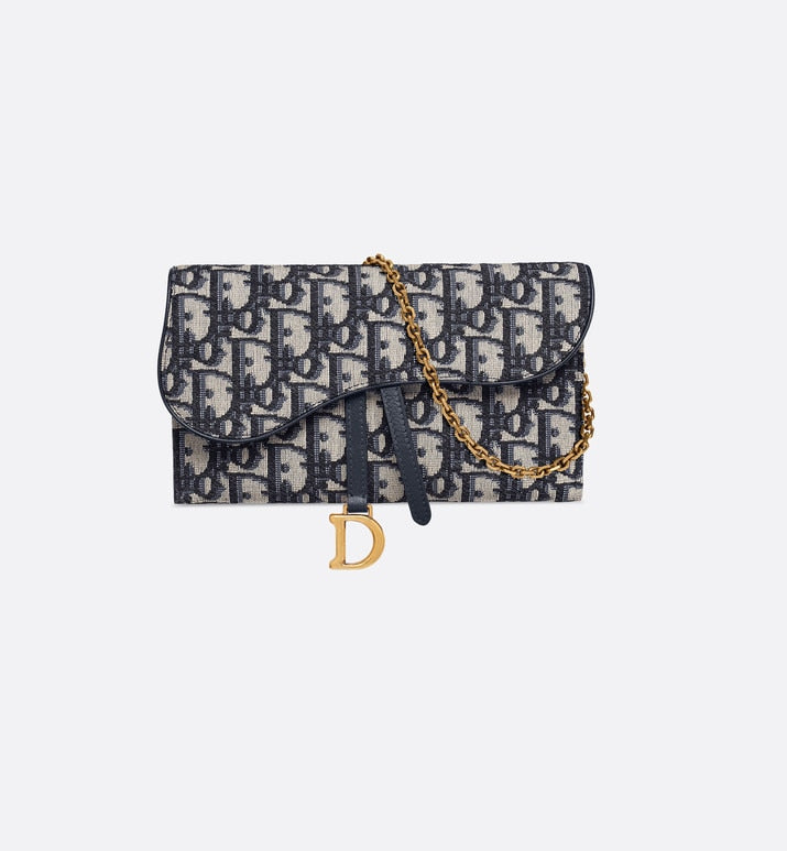 Saddle Long Wallet • Blue Dior Oblique Jacquard