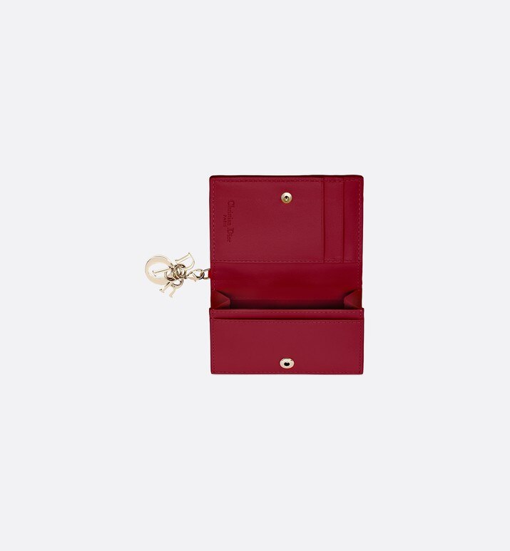 Lady Dior Flap Card Holder • Cherry Red Cannage Patent Calfskin