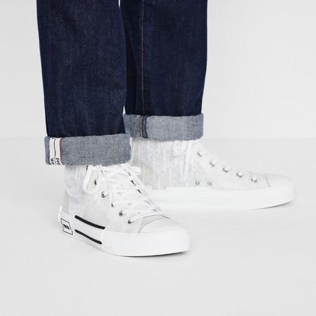 B23 High-Top Sneaker • White Dior Oblique Canvas