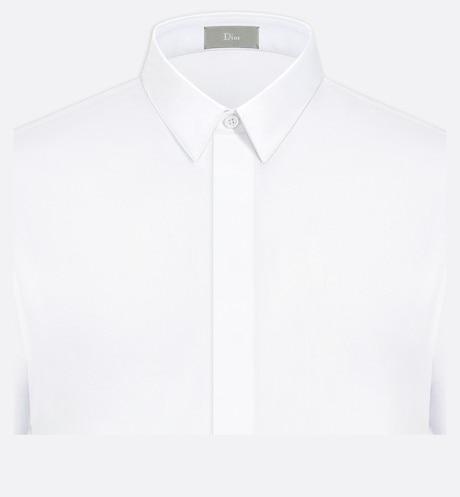 Shirt with Bee Embroidery • White Cotton Poplin