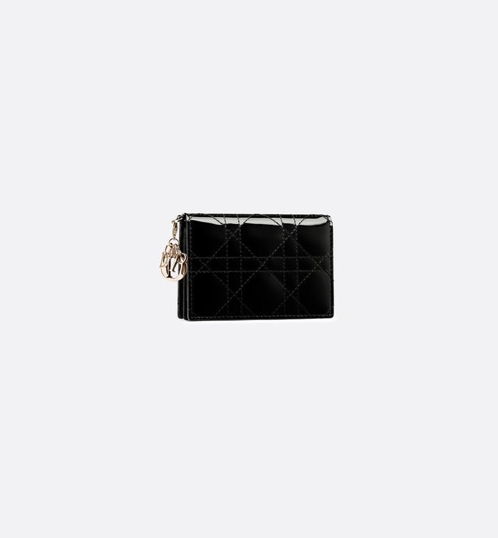 Lady Dior Flap Card Holder • Black Cannage Patent Calfskin