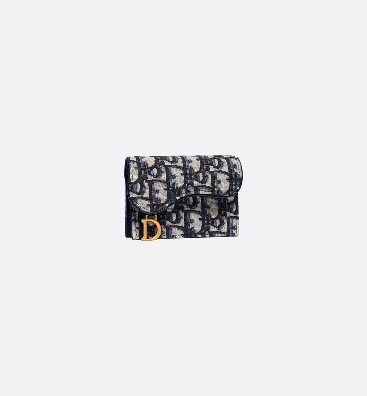 Saddle Flap Card Holder • Blue Dior Oblique Jacquard