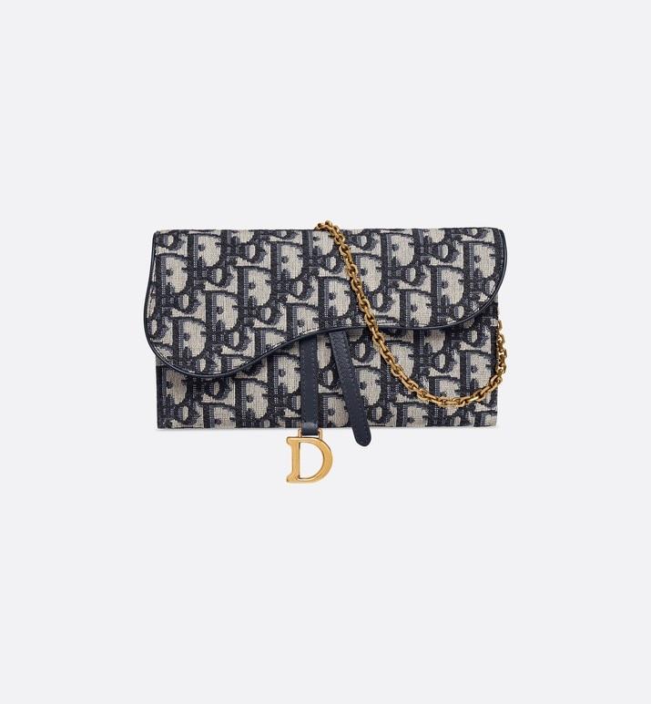 Saddle Long Wallet • Blue Dior Oblique Jacquard