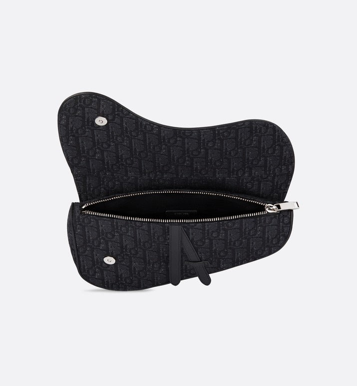 Saddle Bag • Black Dior Oblique Jacquard