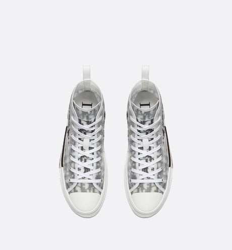 B23 High-Top Sneaker • White and Black Dior Oblique Canvas