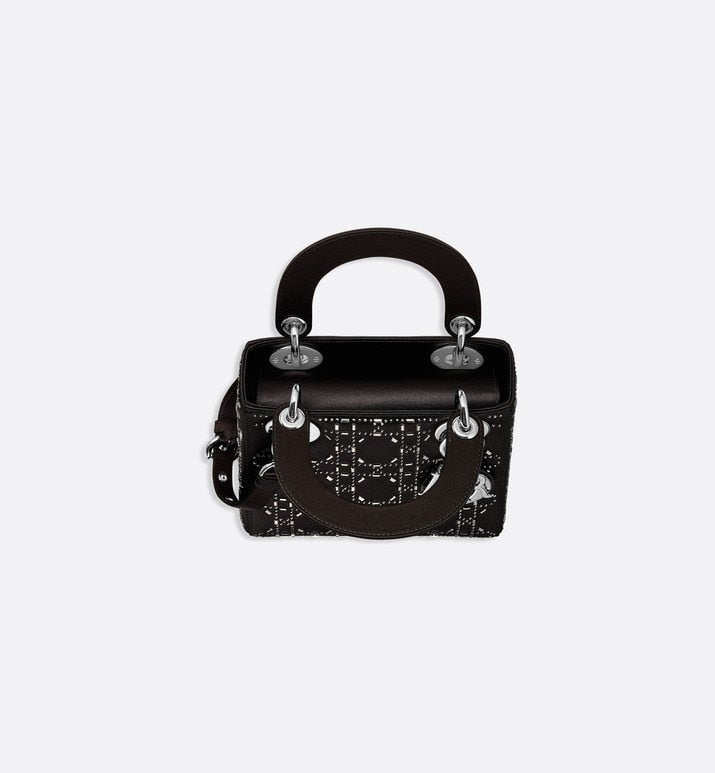 Mini Lady Dior Bag • Black Strass Cannage Satin