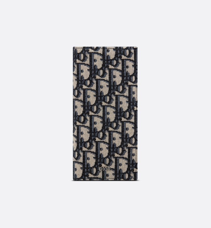 Vertical Long Wallet • Beige and Black Dior Oblique Jacquard