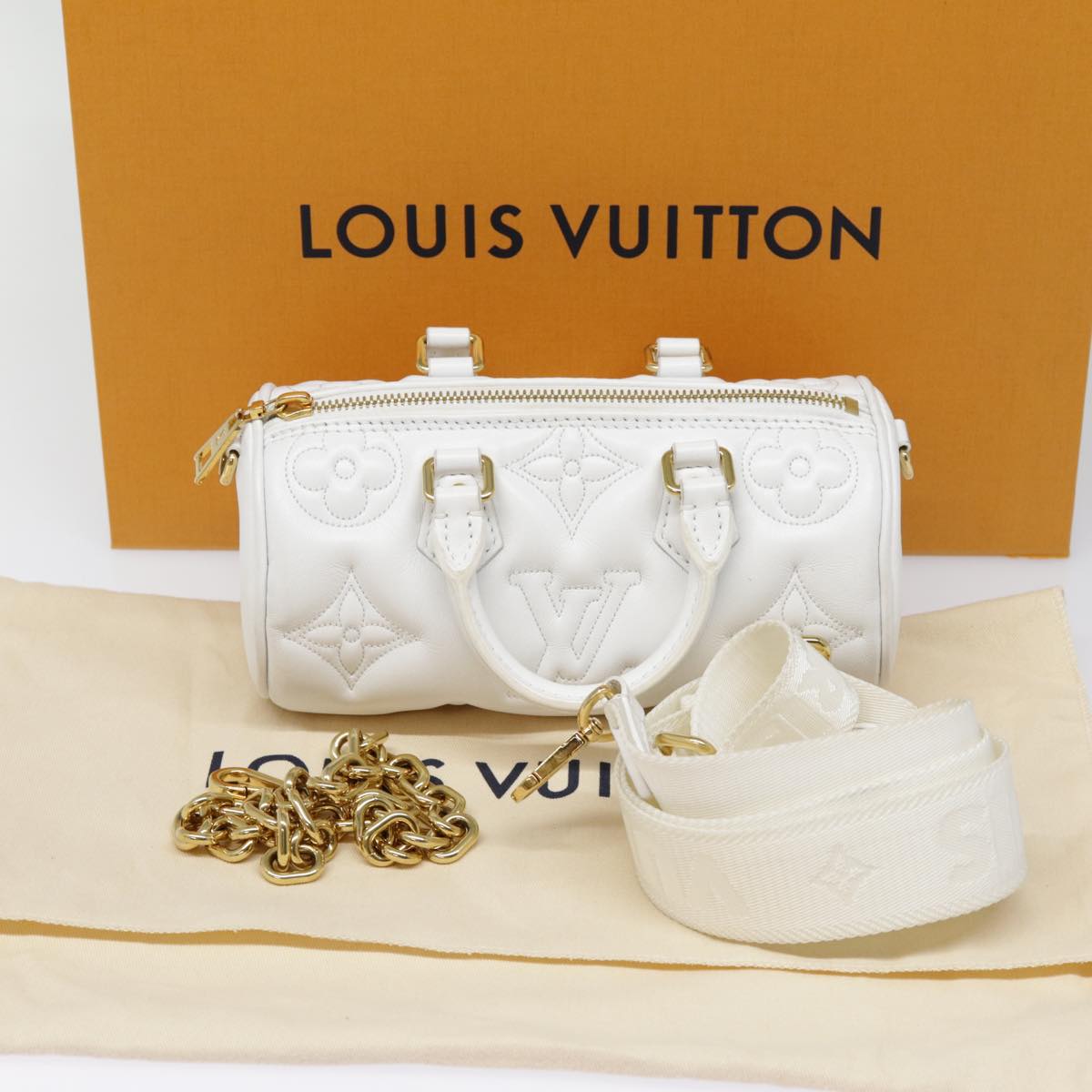 Louis Vuitton Papillon White Leather Handbag ()