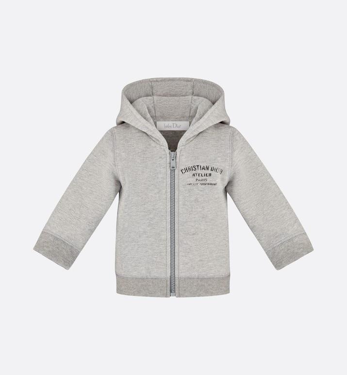 'Christian Dior Atelier' Zipped Hooded Sweatshirt • Light Gray Cotton Fleece