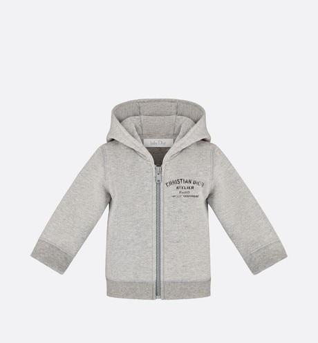 'Christian Dior Atelier' Zipped Hooded Sweatshirt • Light Gray Cotton Fleece