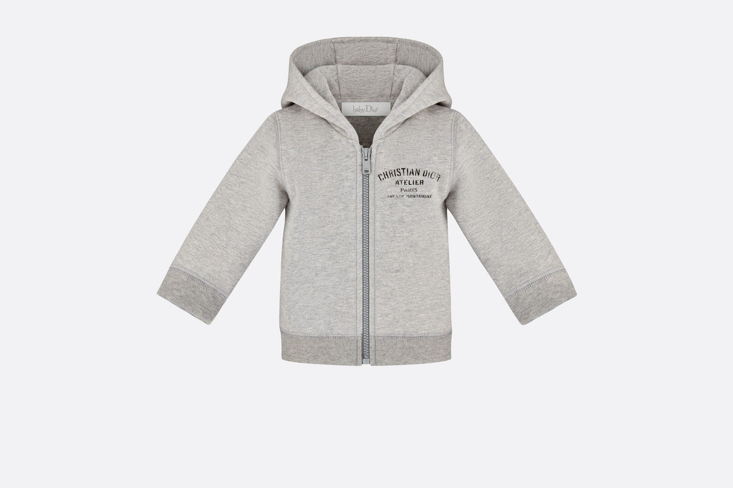 'Christian Dior Atelier' Zipped Hooded Sweatshirt • Light Gray Cotton Fleece