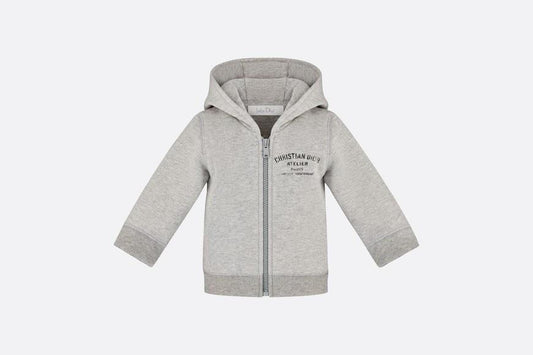 'Christian Dior Atelier' Zipped Hooded Sweatshirt • Light Gray Cotton Fleece