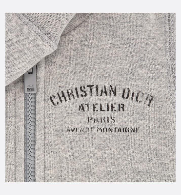 'Christian Dior Atelier' Zipped Hooded Sweatshirt • Light Gray Cotton Fleece