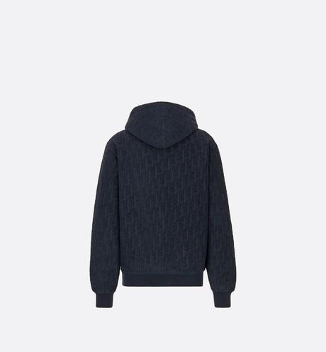 Oversized Hooded Sweatshirt with Dior Oblique Motif • Navy Blue Terry Cotton Jacquard