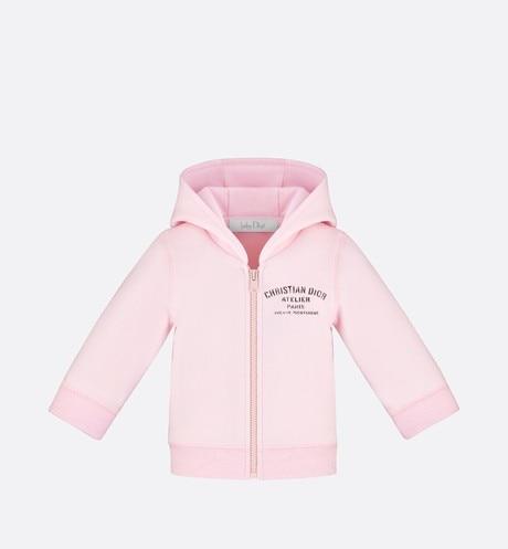'Christian Dior Atelier' Zipped Hooded Sweatshirt • Pale Pink Cotton Fleece