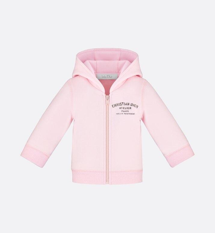 'Christian Dior Atelier' Zipped Hooded Sweatshirt • Pale Pink Cotton Fleece