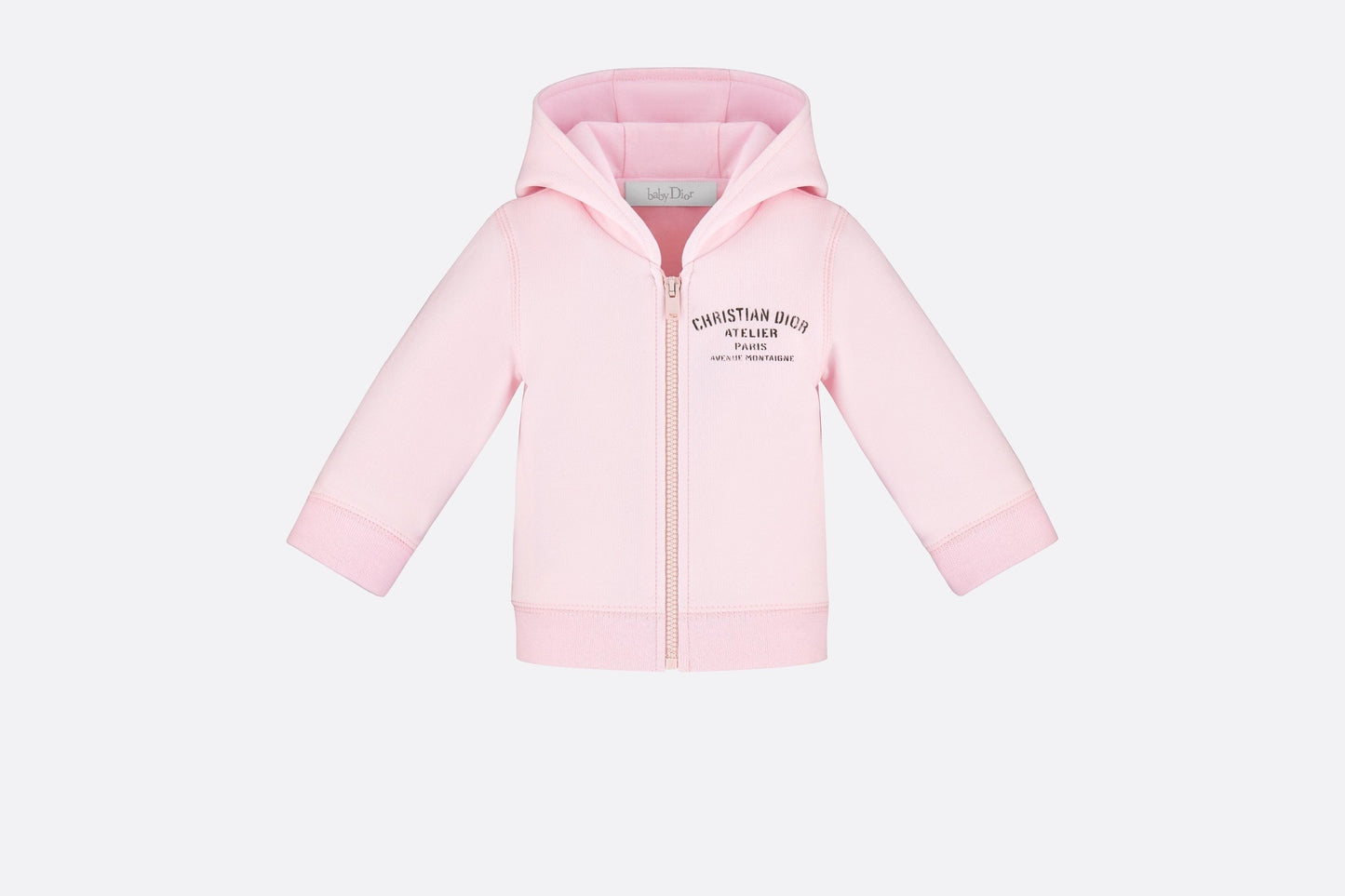 'Christian Dior Atelier' Zipped Hooded Sweatshirt • Pale Pink Cotton Fleece