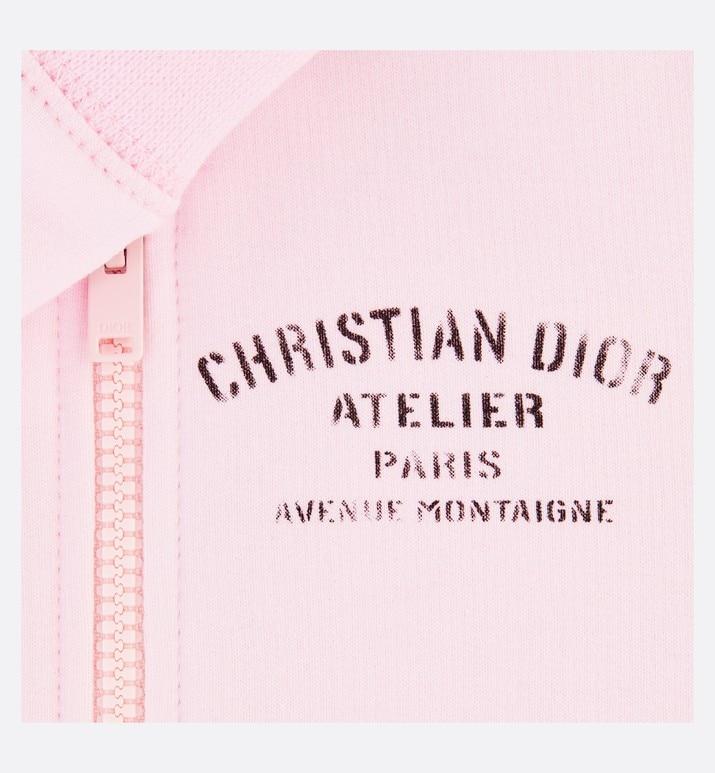 'Christian Dior Atelier' Zipped Hooded Sweatshirt • Pale Pink Cotton Fleece