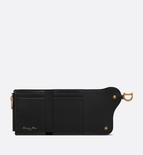 Saddle Lotus Wallet • Black Grained Calfskin