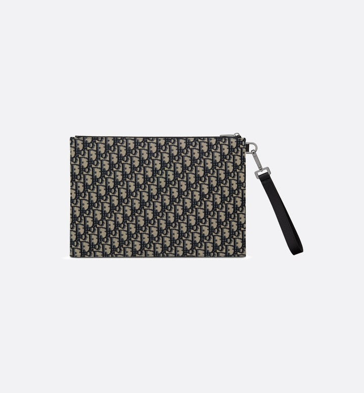 A4 Pouch • Beige and Black Dior Oblique Jacquard