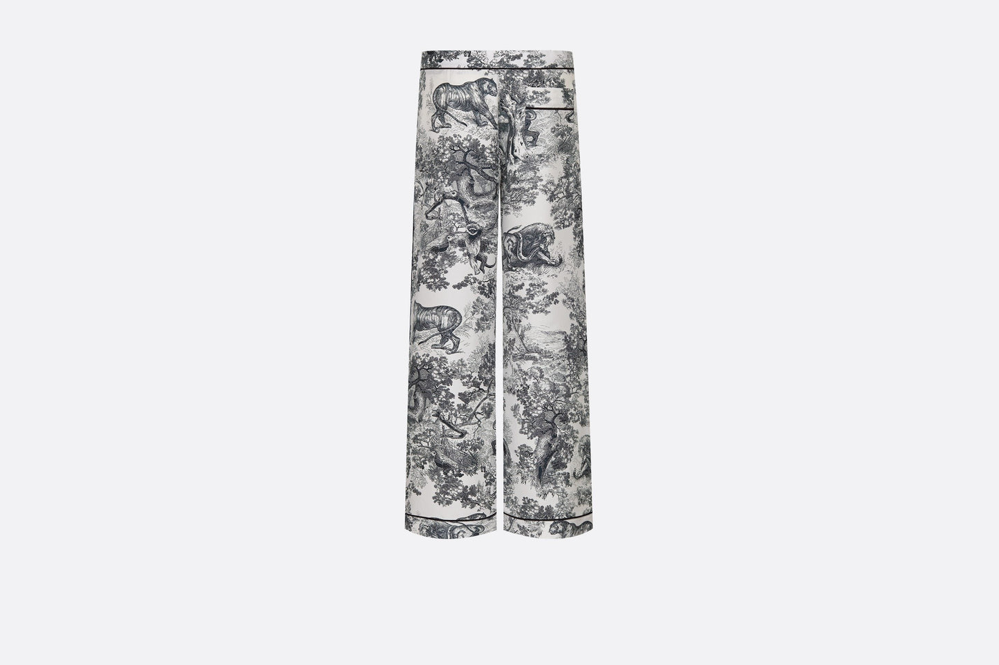 Dior Chez Moi Pajama Pants • White Silk Twill with Navy Blue Toile de Jouy Motif