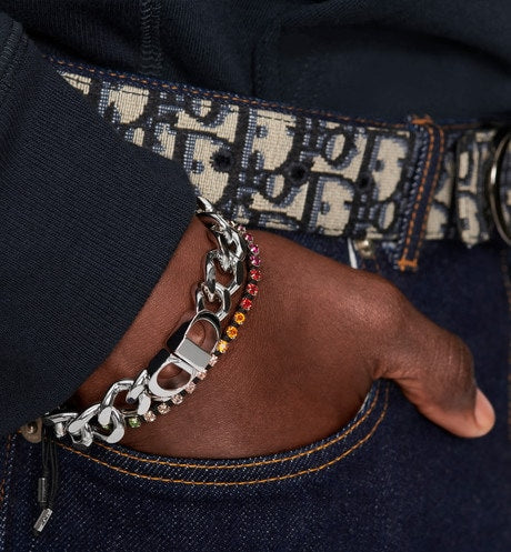 CD Icon Chain Link Bracelet • Silver-Finish Brass