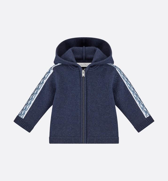 Zipped Hooded Sweatshirt • Navy Blue Wool, Silk and Cashmere Tricot Knit