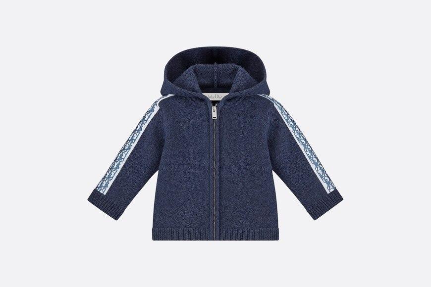 Zipped Hooded Sweatshirt • Navy Blue Wool, Silk and Cashmere Tricot Knit