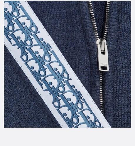 Zipped Hooded Sweatshirt • Navy Blue Wool, Silk and Cashmere Tricot Knit