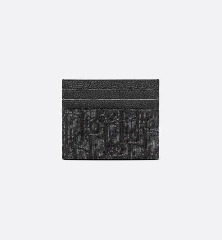 Card Holder • Black Grained Calfskin and Dior Oblique Jacquard