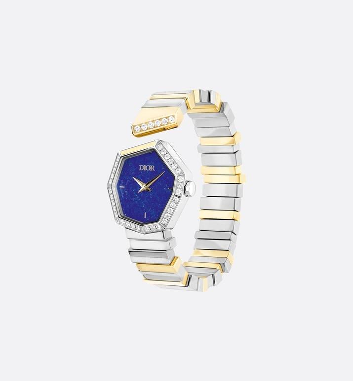 GEM DIOR 14.5 cm • Ø 27 mm (1”), Steel, Yellow Gold, Lapis Lazuli and Diamonds