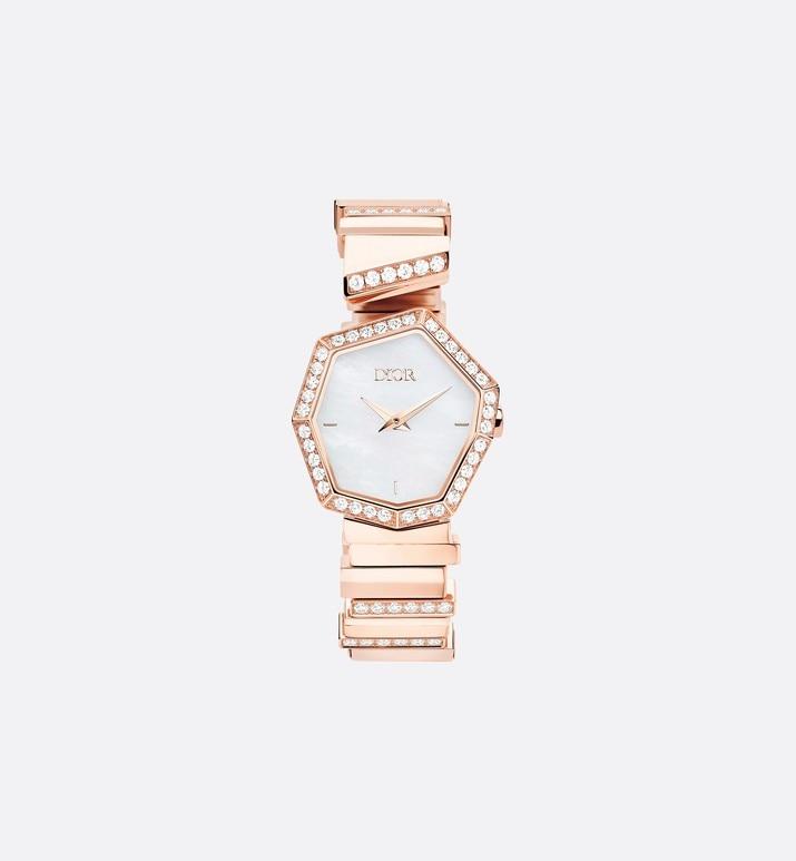 Rose Gold, Diamonds and White Mother-of-pearl GEM DIOR • Ø 27 mm, Quartz Movement