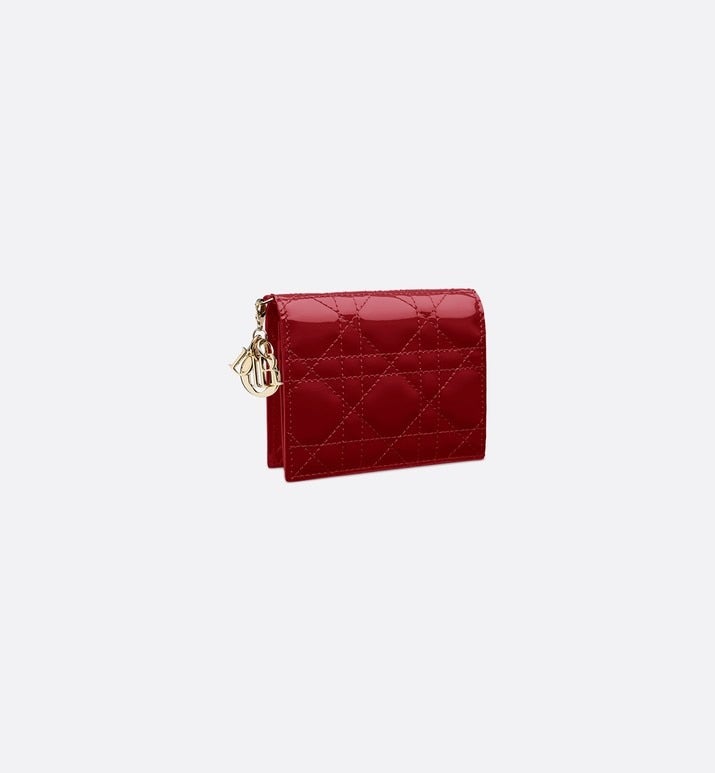 Mini Lady Dior Wallet • Cherry Red Patent Cannage Calfskin