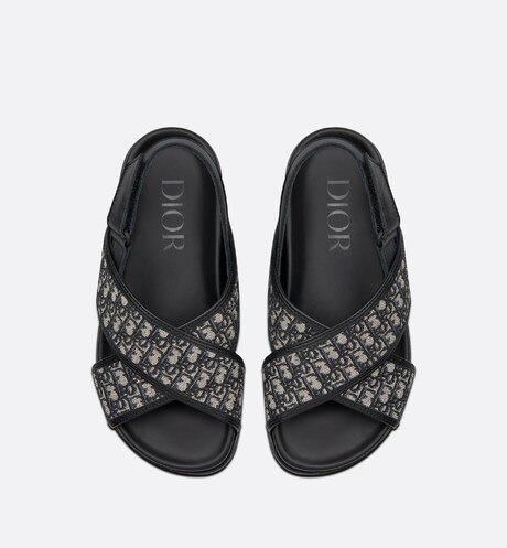 Sandal • Blue Calfskin and Dior Oblique Canvas