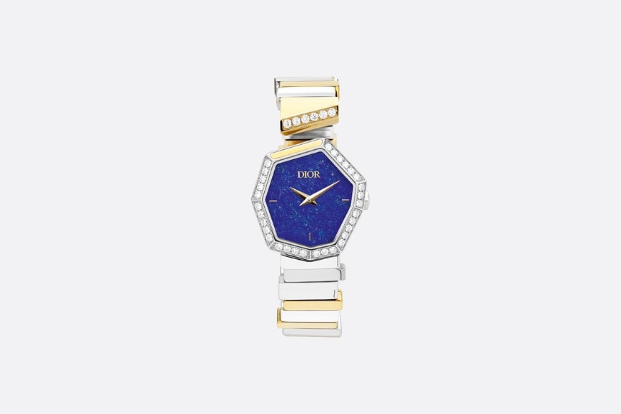 GEM DIOR 16.5 cm • Ø 27 mm (1”), Steel, Yellow Gold, Lapis Lazuli and Diamonds