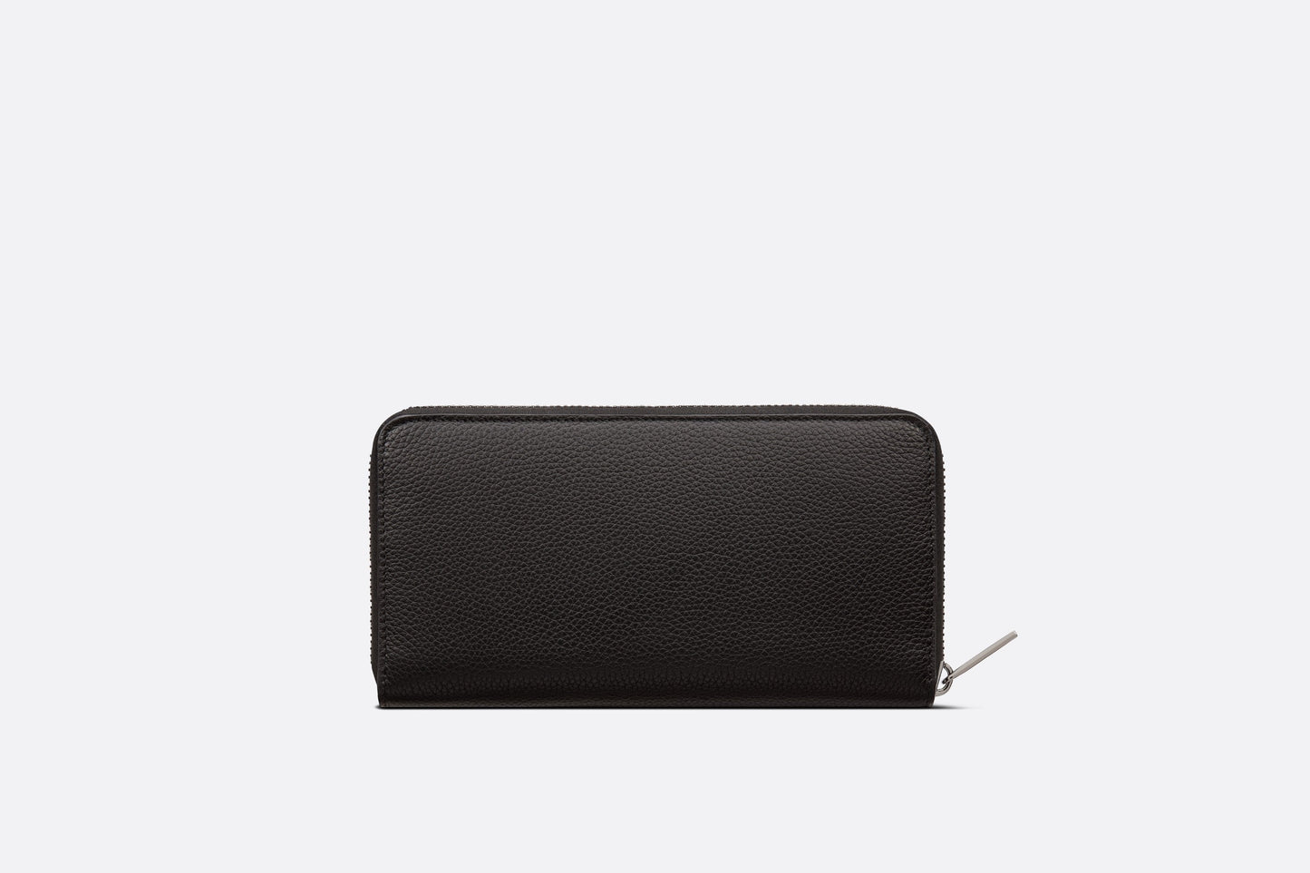 Zipped Long Wallet • Black Grained Calfskin with 'CD Icon' Signature