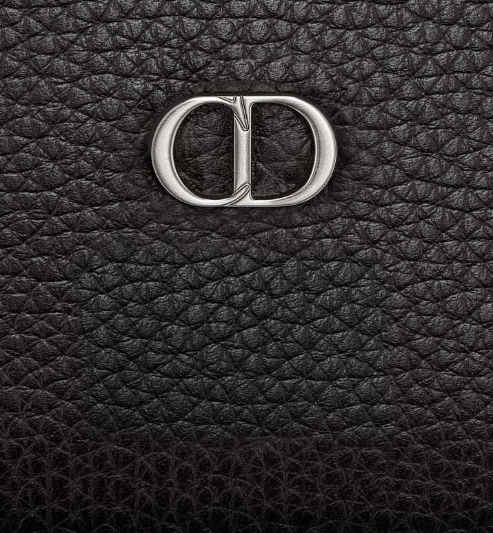 Zipped Long Wallet • Black Grained Calfskin with 'CD Icon' Signature