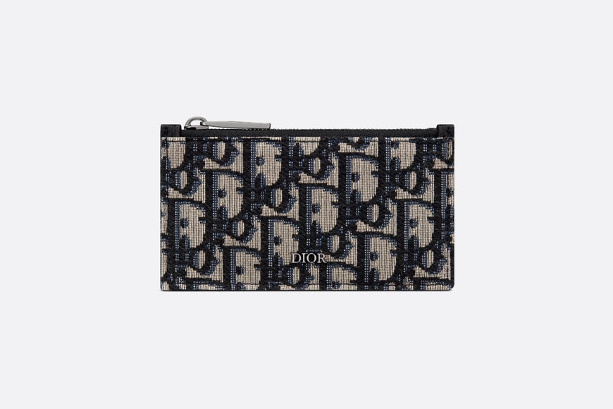 Zipped Card Holder • Beige and Black Dior Oblique Jacquard