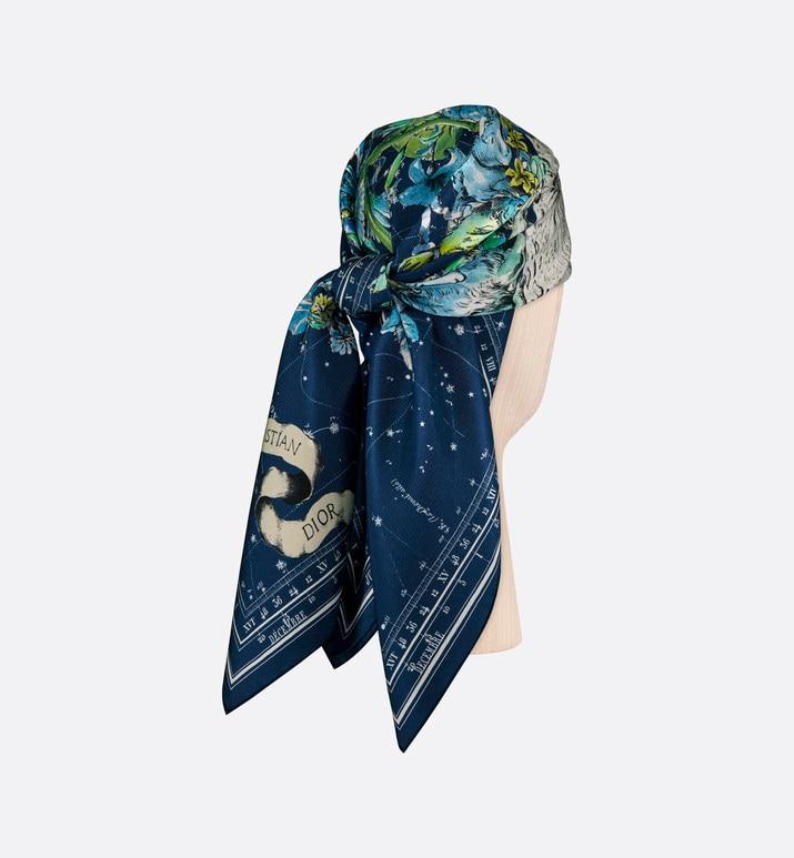 Dior Zodiac Square Scarf • Navy Blue Silk Twill