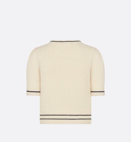 'CHRISTIAN DIOR' Short-Sleeved Sweater • Ecru Cashmere and Wool Knit