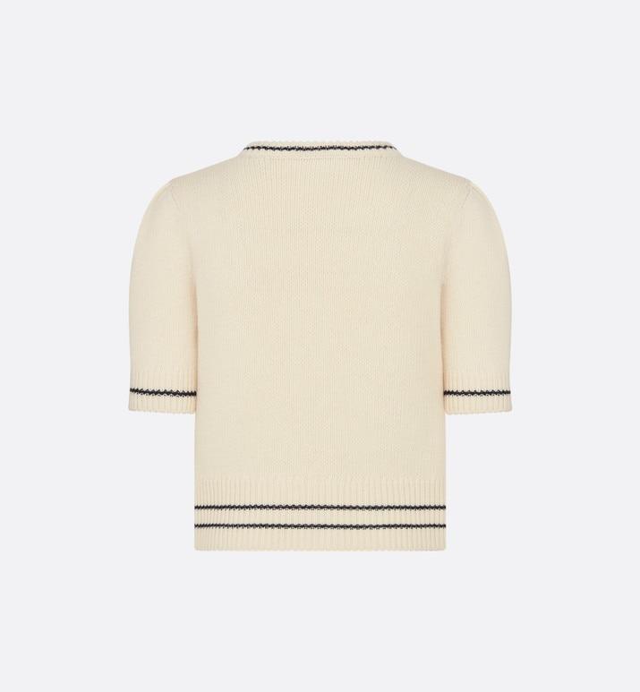 'CHRISTIAN DIOR' Short-Sleeved Sweater • Ecru Cashmere and Wool Knit